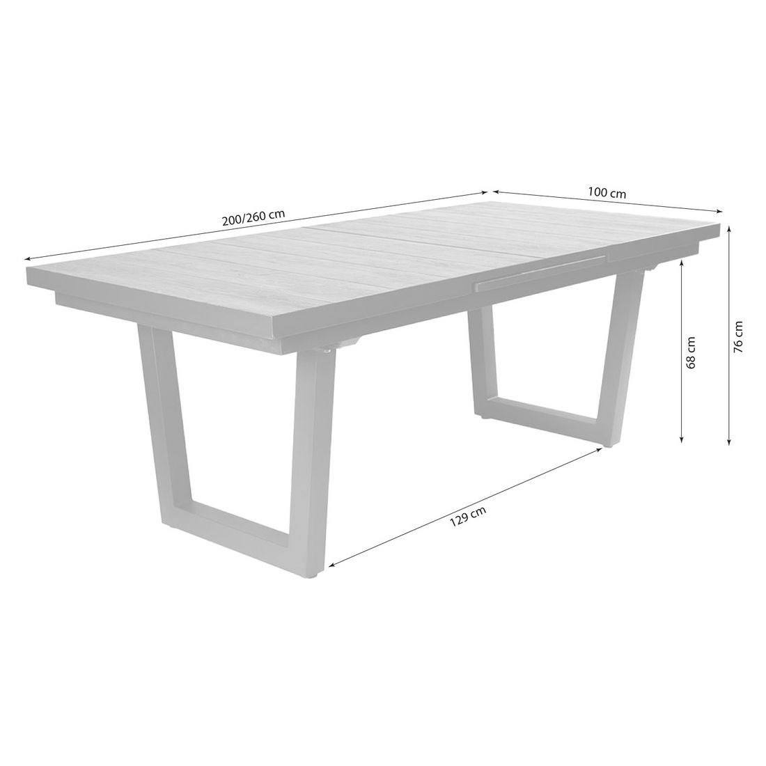 LC Garden Keramo Ausziehtisch 200/260x100cm Aluminium/Keramikfliese