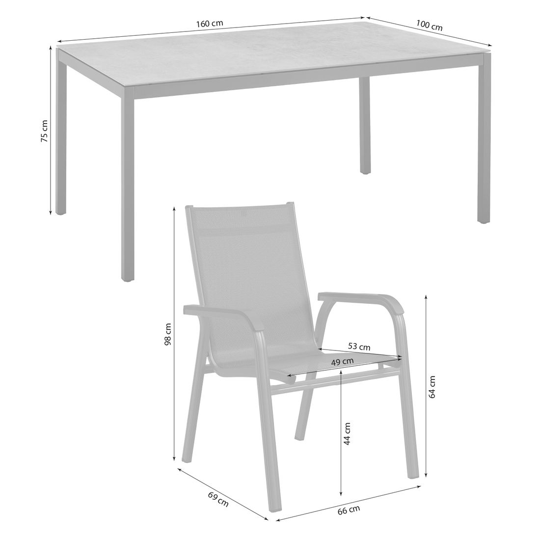 Kettler Basic Plus Gartenmöbel-Set mit OUTLIV. Tisch Aluminium/Dekton