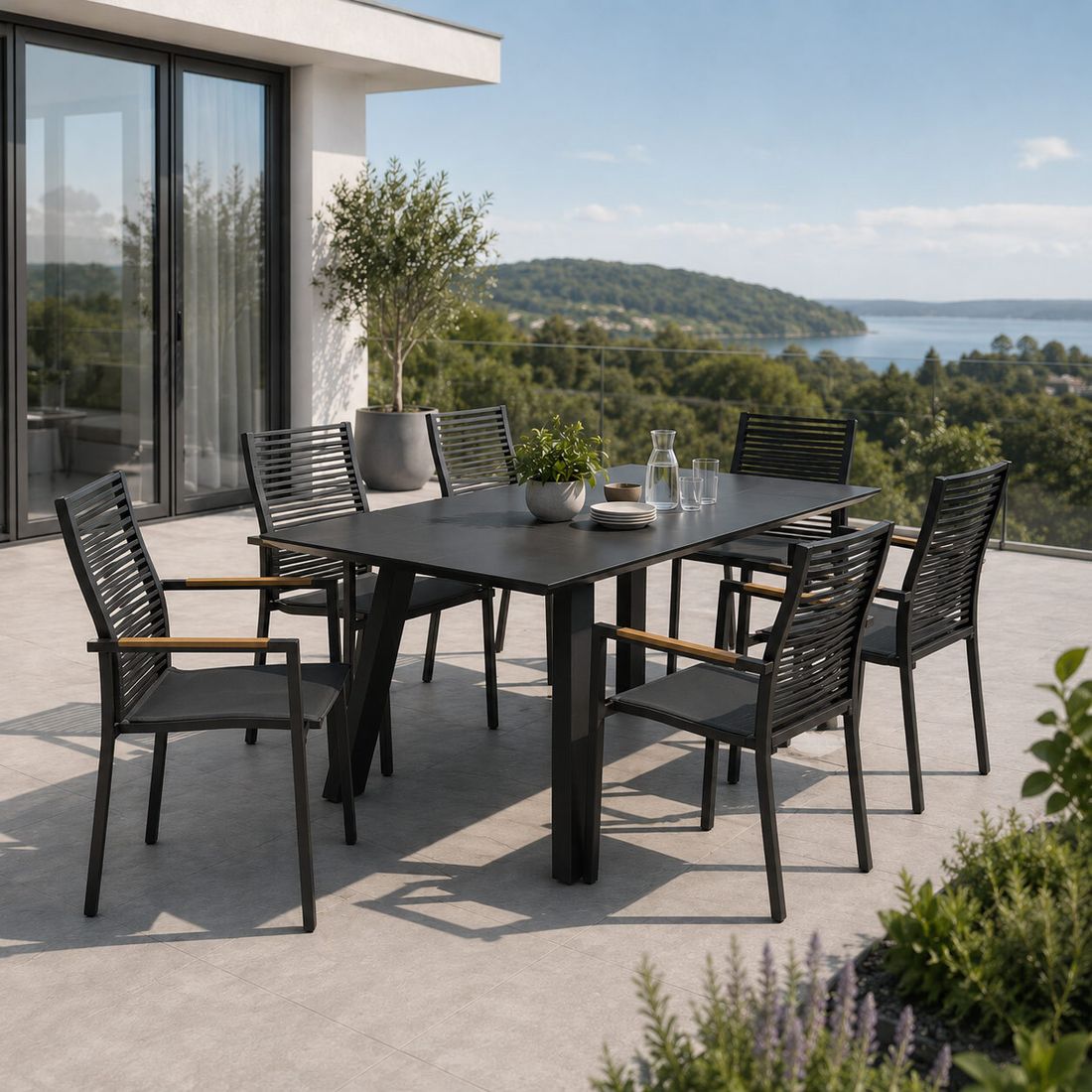 OUTLIV. Melbourne Gartenmöbel-Set L verstellbar (6 Plätze) Tisch 180x90cm