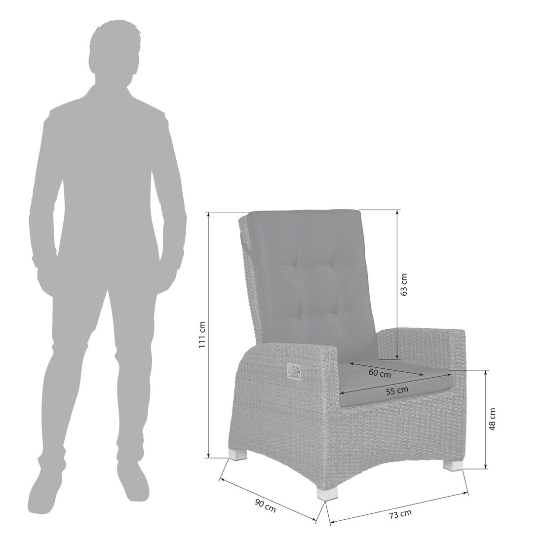LC Garden Barcelona Gartensessel verstellbar Geflecht/Polyester