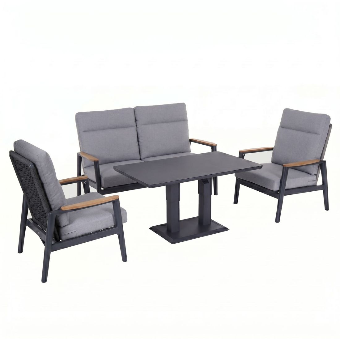 Siena Garden Cortina Loungeset verstellbar inkl. OUTLIV. Lifttisch Aluminium/Rope/Polypropylen