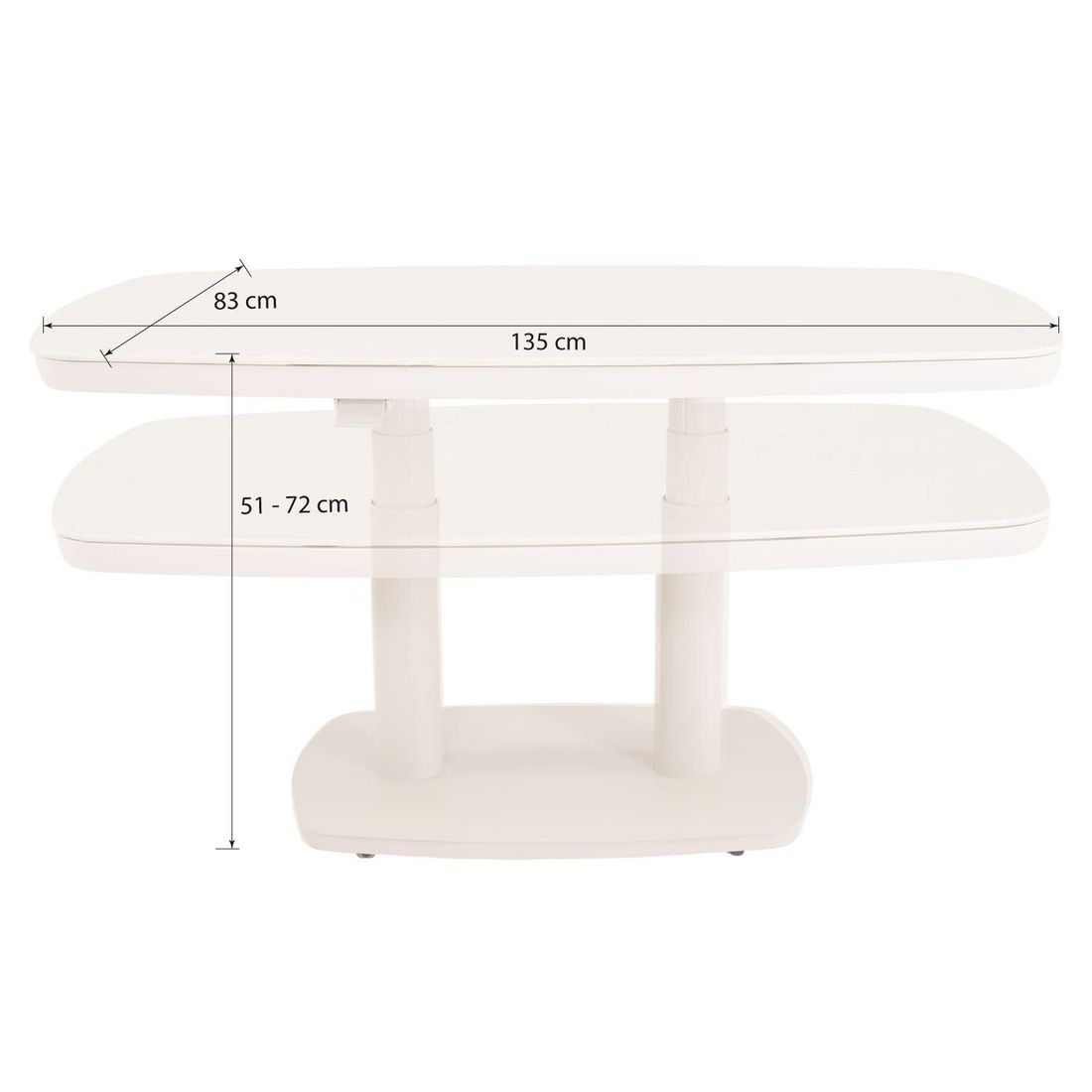 OUTLIV. Nick Lifttisch 135x83cm Aluminium/Sinterstone