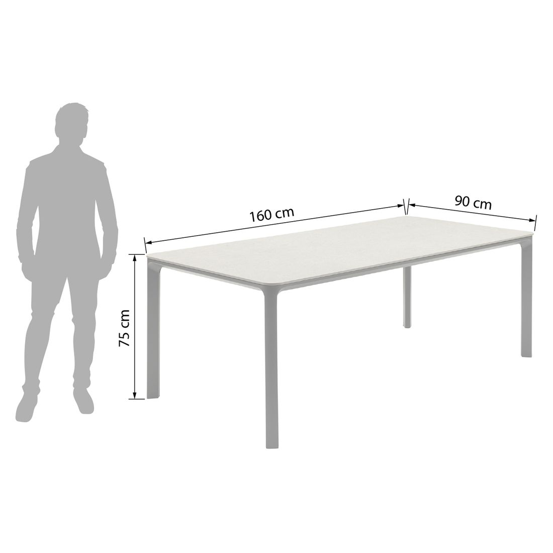 LC Garden Stilo Gartentisch 160x90cm Aluminium/Sinterstone