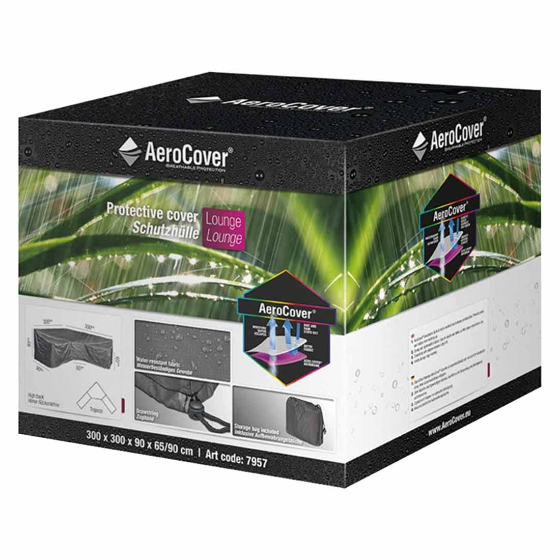 AeroCover Schutzhülle für Ecklounge 300x300x90x65/90cm Polyester