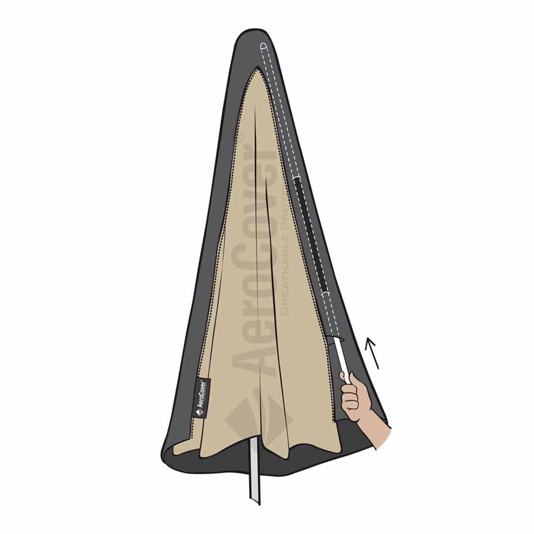 AeroCover Schutzhüllle für Ampelschirme Ø350cm/300x300cm mit gebogenem Standrohr Polyester