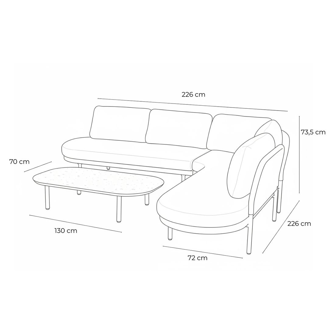 Hartman Bilboa Ecklounge inkl. Loungetisch Aluminium/Rope/Polyester