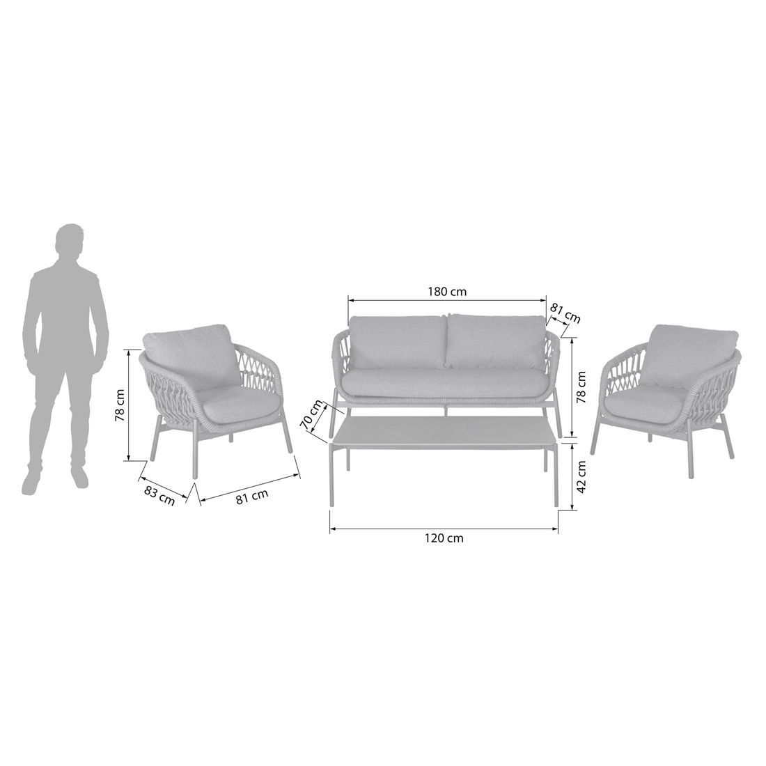 LC Garden Bari Loungeset inkl. Loungetisch Aluminium