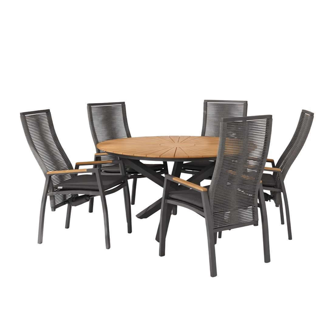 Interliving 7011 Gartenmöbel-Set M (5 Plätze) Tisch Ø140cm