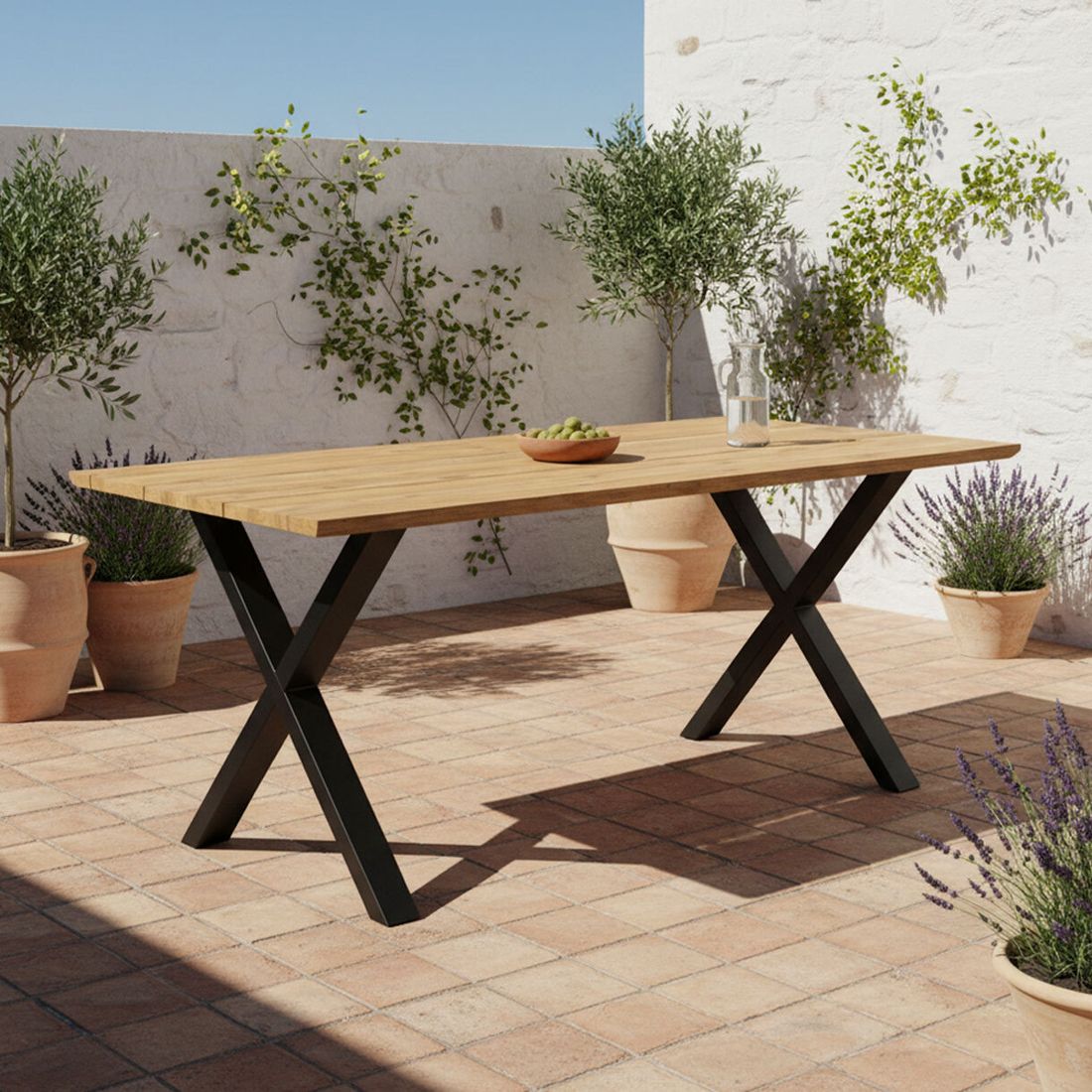 OUTLIV. Negara Gartentisch Edelstahl/Teak recycelt
