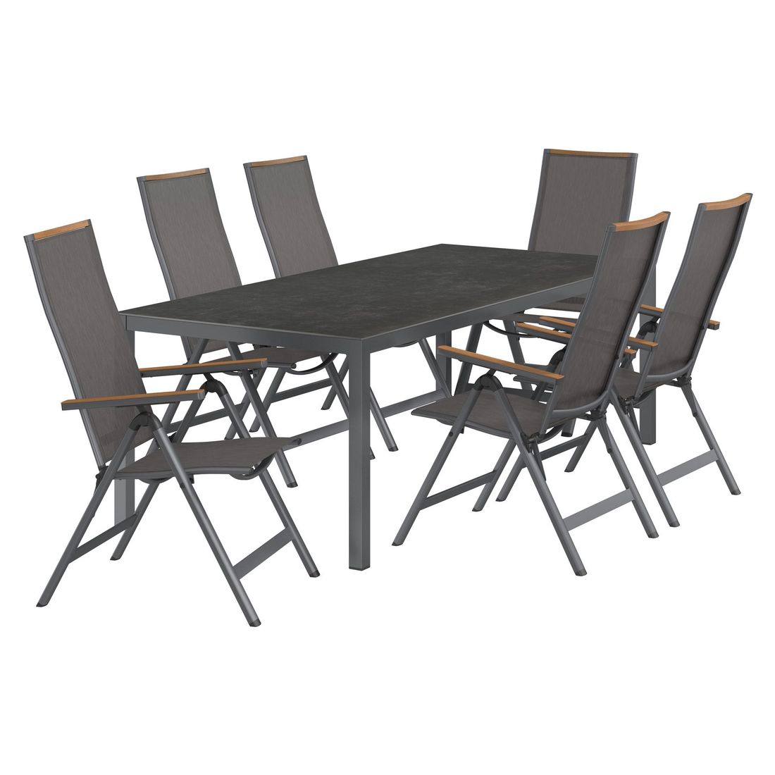 OUTLIV. Jacob Gartenmöbel-Set L verstellbar (6 Plätze) Tisch 220x100cm