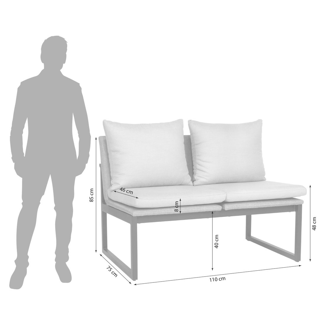 Stern Tammo Diningsofa Aluminium/Textilene/Outdoorstoff