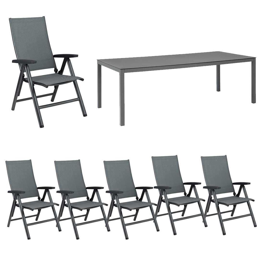 Kettler Cirrus Gartenmöbel-Set L (6 Plätze) mit OUTLIV. Tisch 220x100cm
