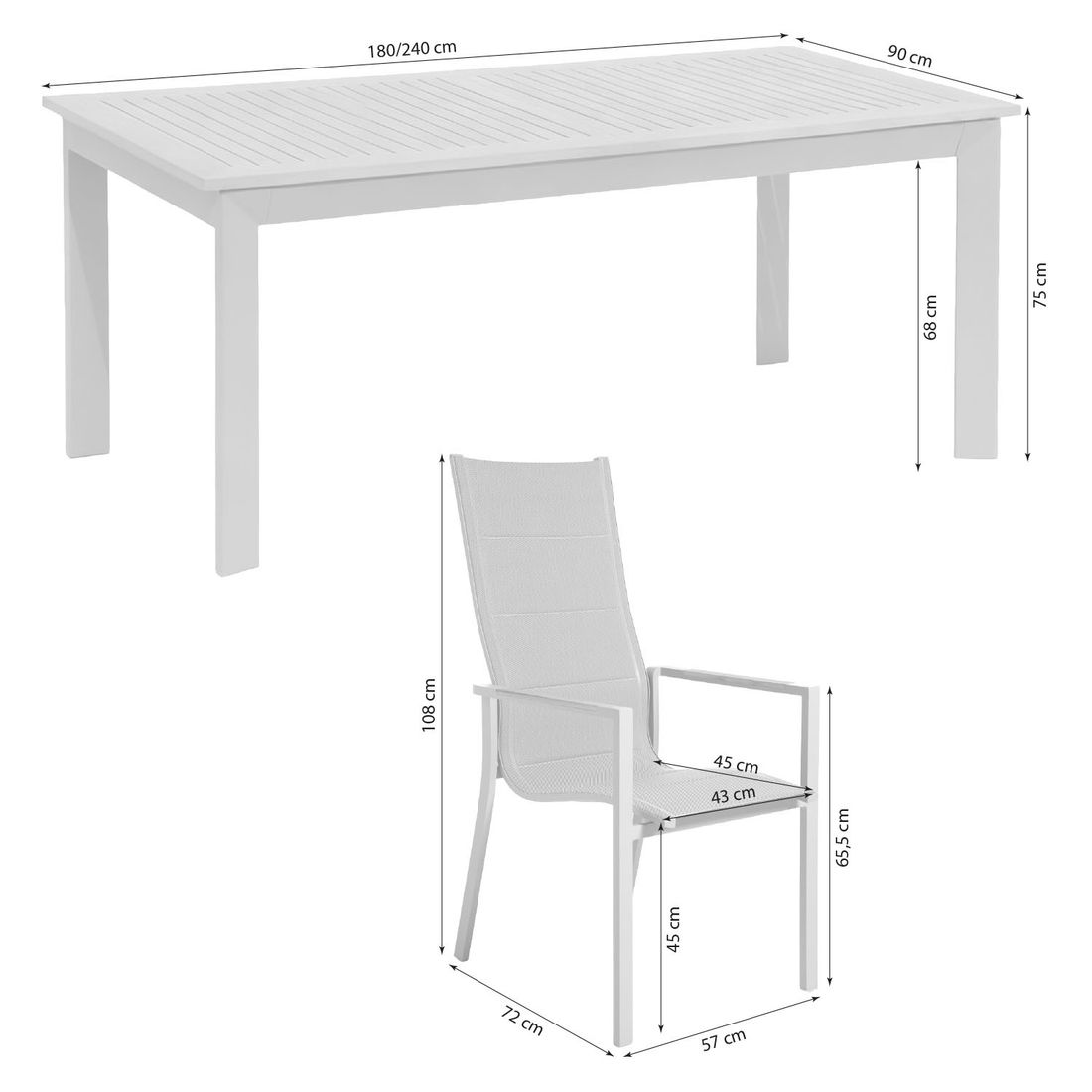 LC Garden Unicamo Gartenmöbel-Set Tisch 180/240x90cm