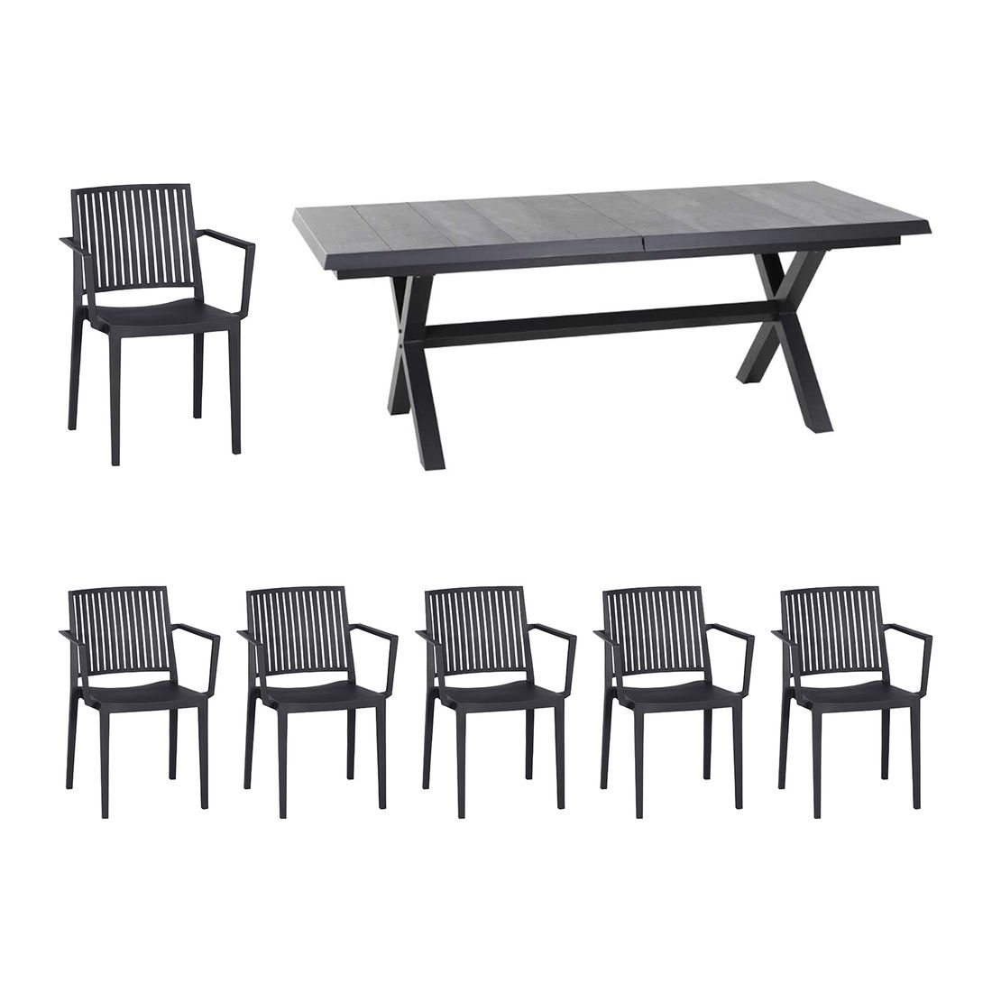 Siena Garden Lane Gartenmöbel-Set L (6-Plätze) Tisch 200/260x100cm