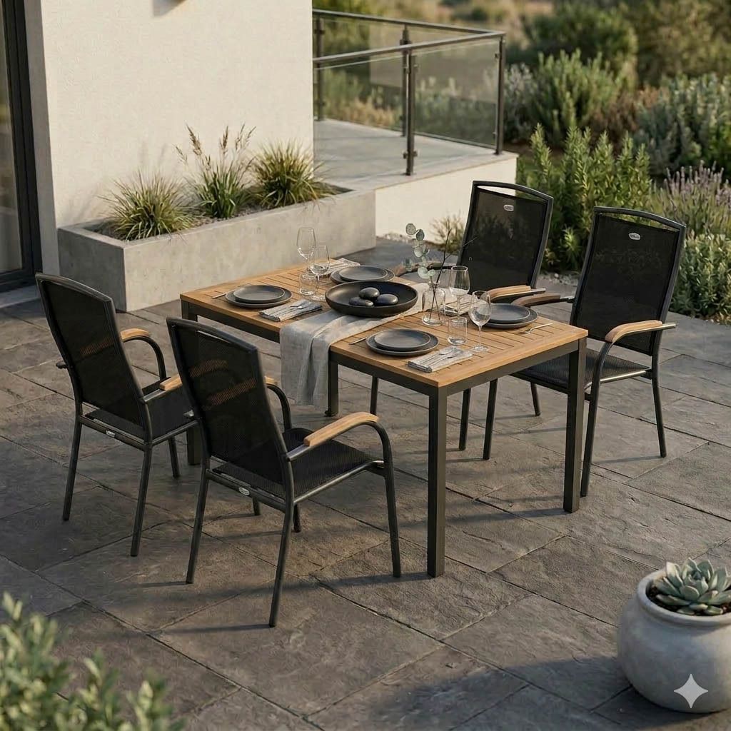 Hartman Raffaelo Gartenmöbel-Set M (4 Plätze) mit OUTLIV. Tisch 160x90cm