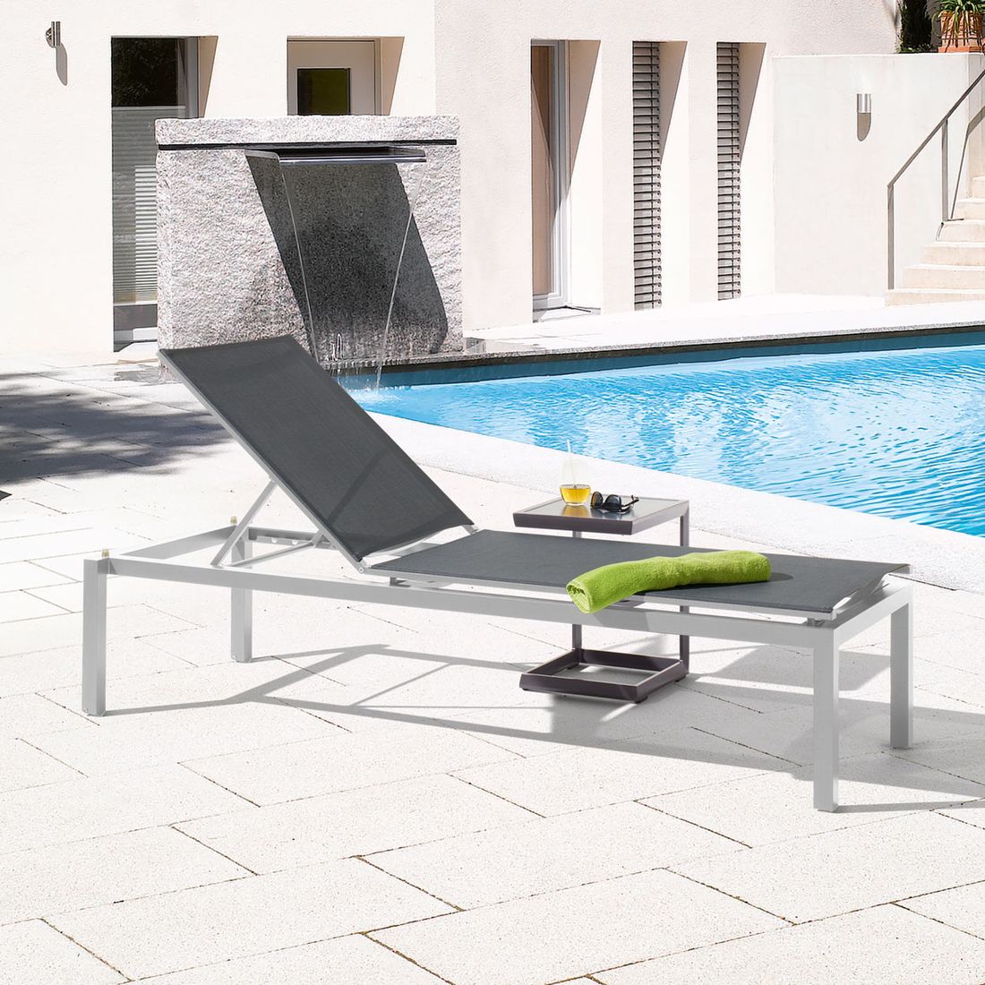 Sieger Brest Gartenliege verstellbar Aluminium/Textilux