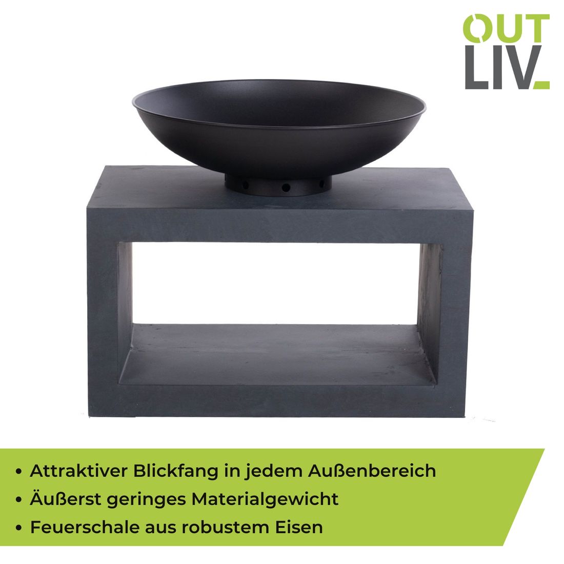 OUTLIV. Feuerschale auf Säule Clayfibre