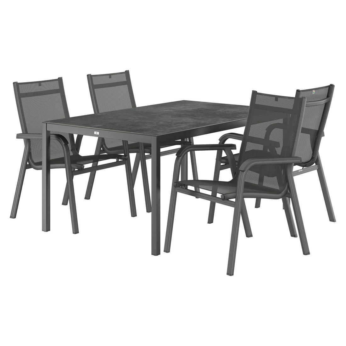 Kettler Basic Plus Gartenmöbel-Set mit OUTLIV. Tisch Aluminium/Keramik