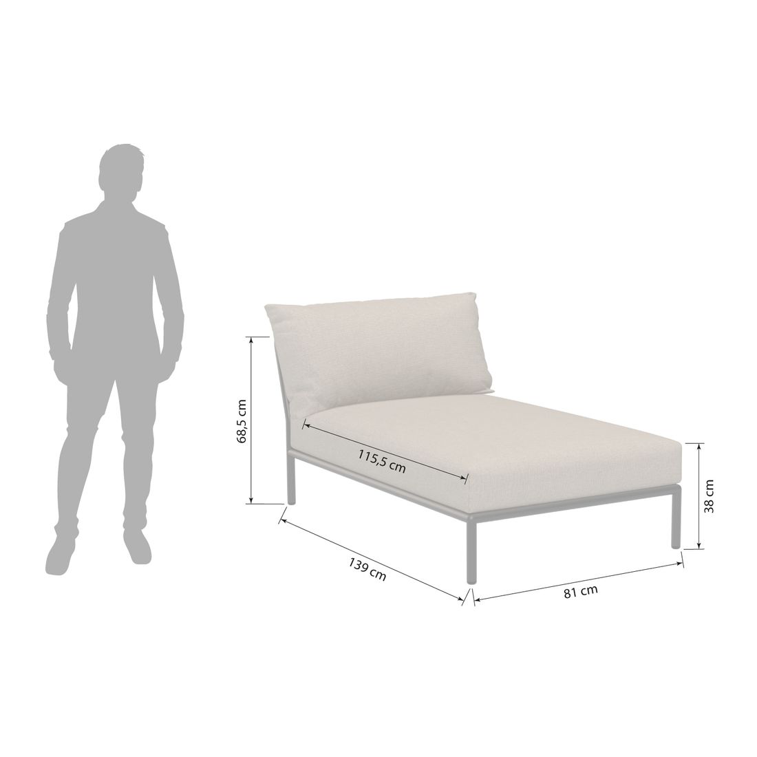 HOUE Level 2 Daybed Aluminium/Sunbrella