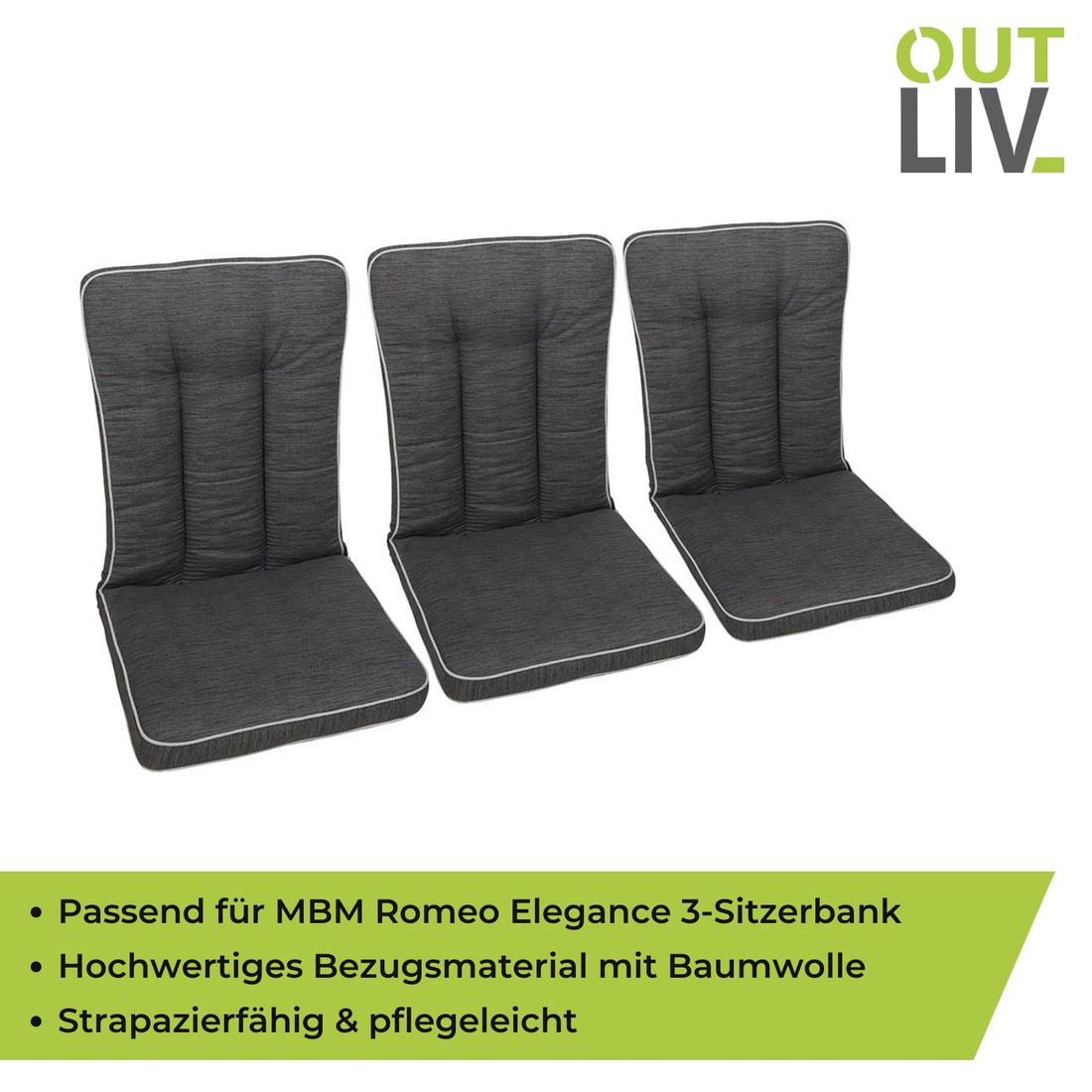 OUTLIV. Romeo Elegance 3-Sitzer Bankauflage 162x97cm