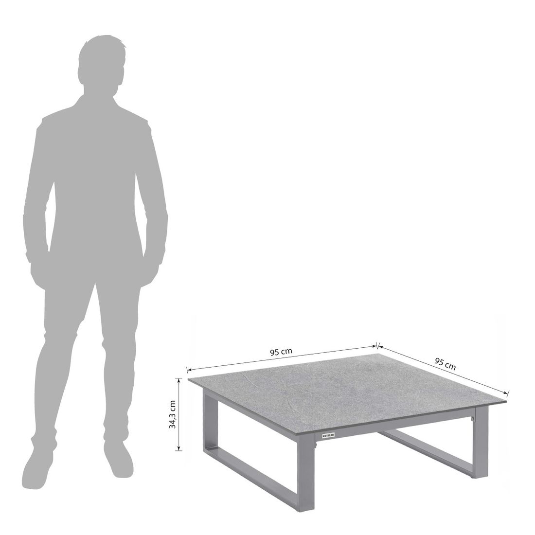 Kettler Ego Loungetisch 95x95cm Aluminium/HPL