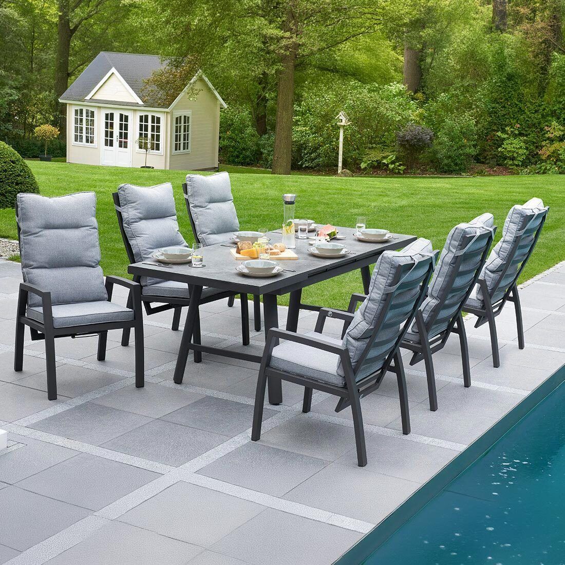 LC Garden Bondino II Gartenmöbel-Set L verstellbar (6 Plätze) Tisch 160/210x90cm