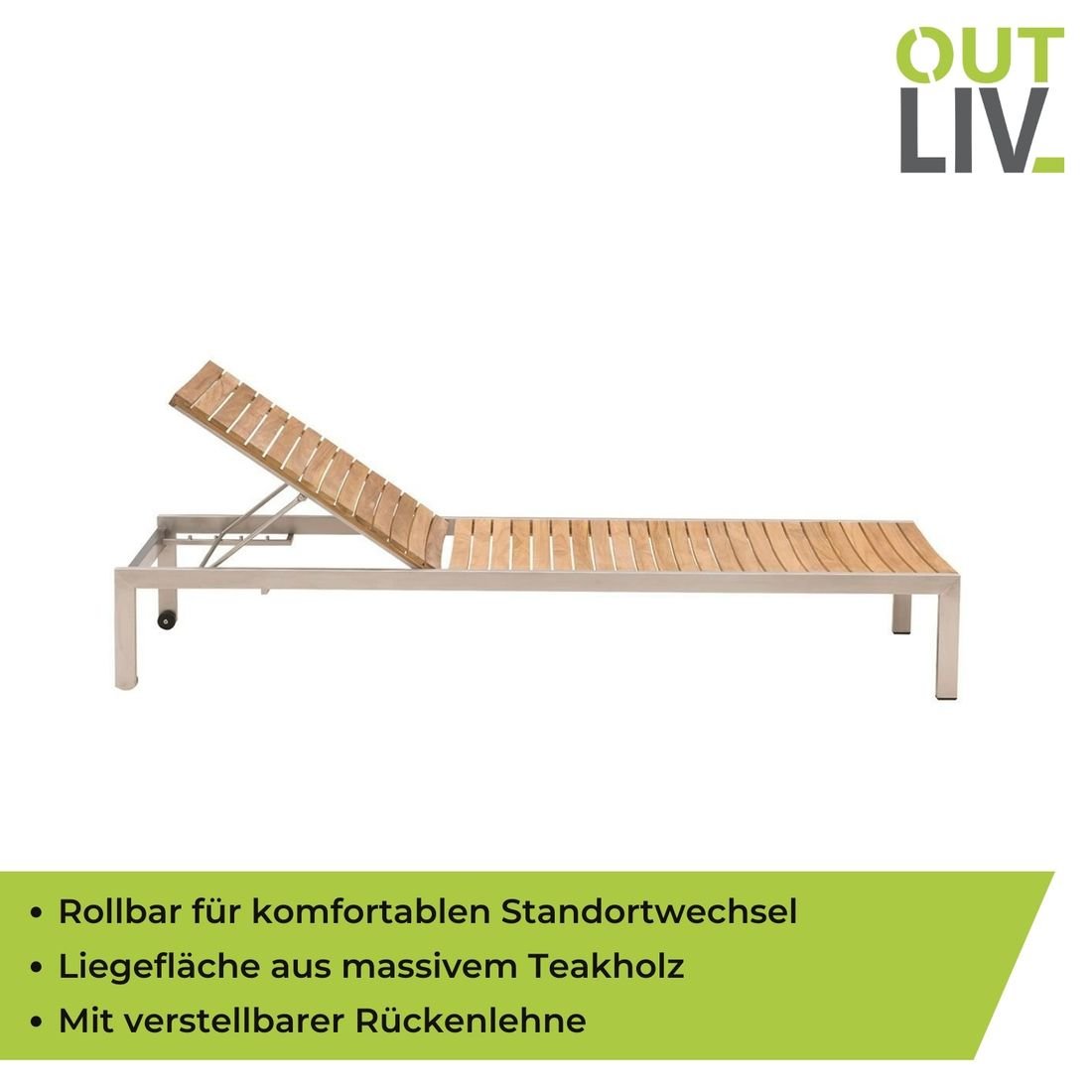 OUTLIV. Pasadena Gartenliege verstellbar Edelstahl/Teak