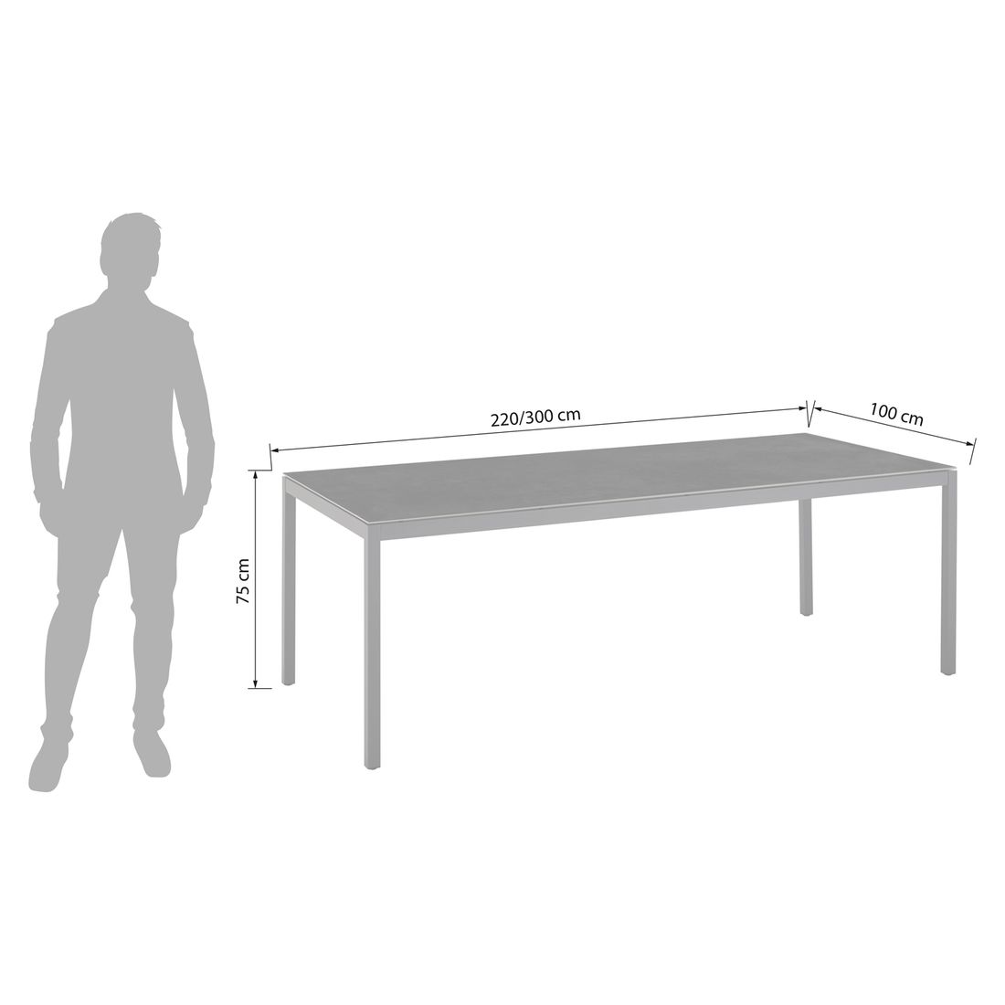 OUTLIV. Mia Ausziehtisch Aluminium/Dekton