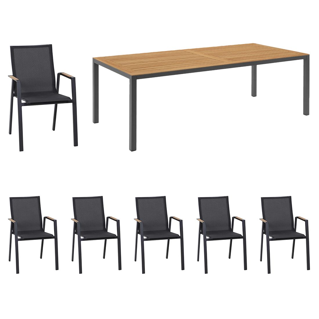 Siena Garden Rondo Gartenmöbel-Set L (6 Plätze) Tisch 220x100cm