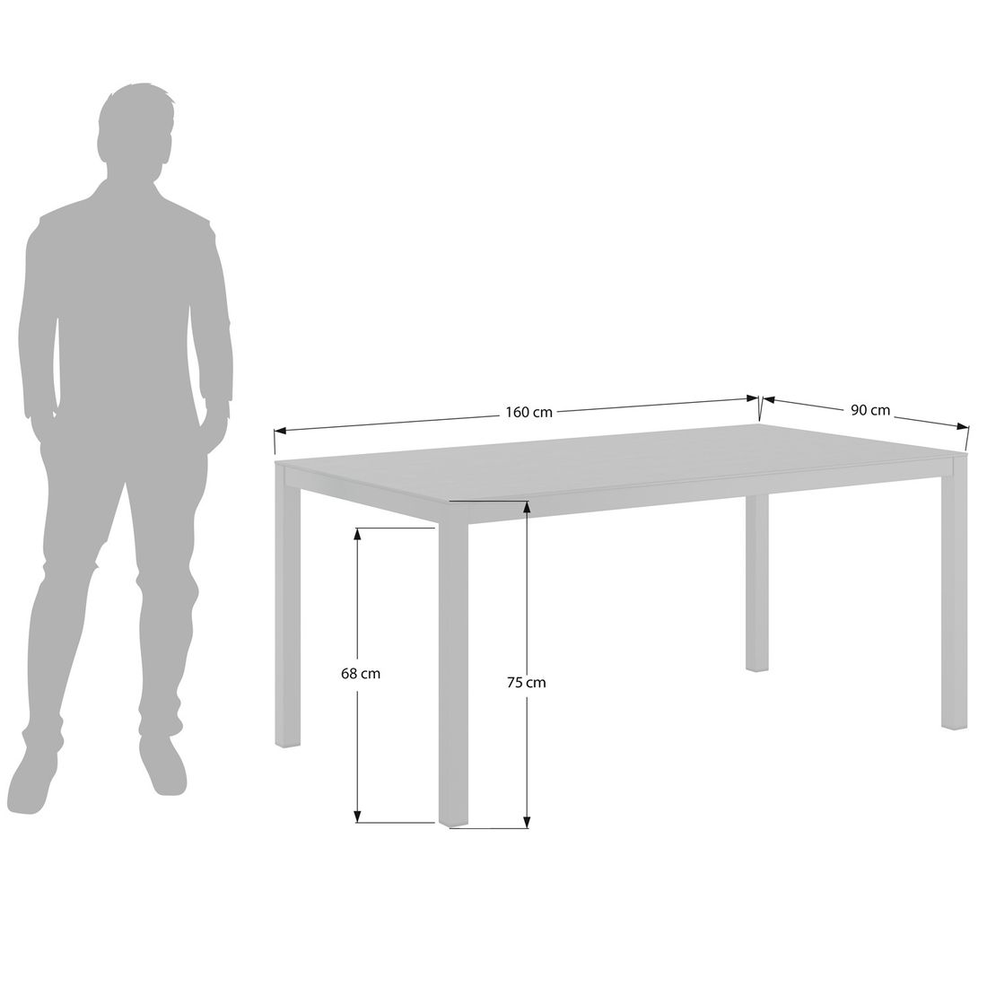 OUTLIV. Gartentisch Aluminium/HPL Schweizer Kante