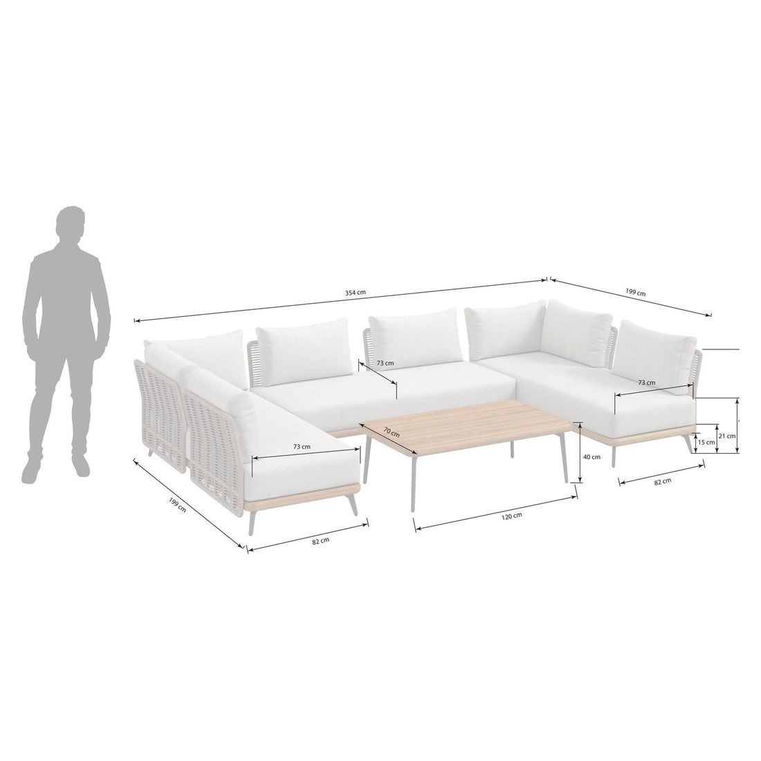 OUTLIV. Ava Ecklounge inkl. Loungetisch Akazie/Rope/Polyester
