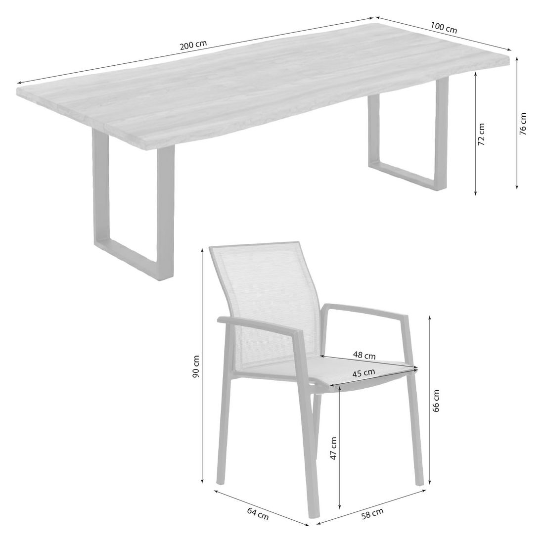 Stern Kari Gartenmöbel-Set L (6 Plätze) mit OUTLIV. Tisch 200x100cm
