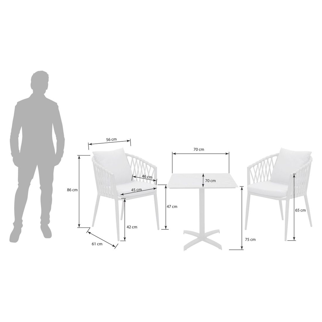 LC Garden Sunrepo Gartenmöbel-SetS (2 Plätze) Tisch 70x70cm