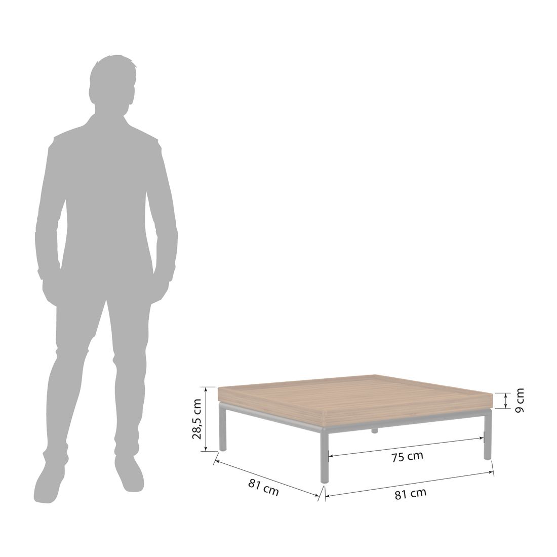 HOUE Level-Level 2 Loungetisch 81x81cm Aluminium/Bambus