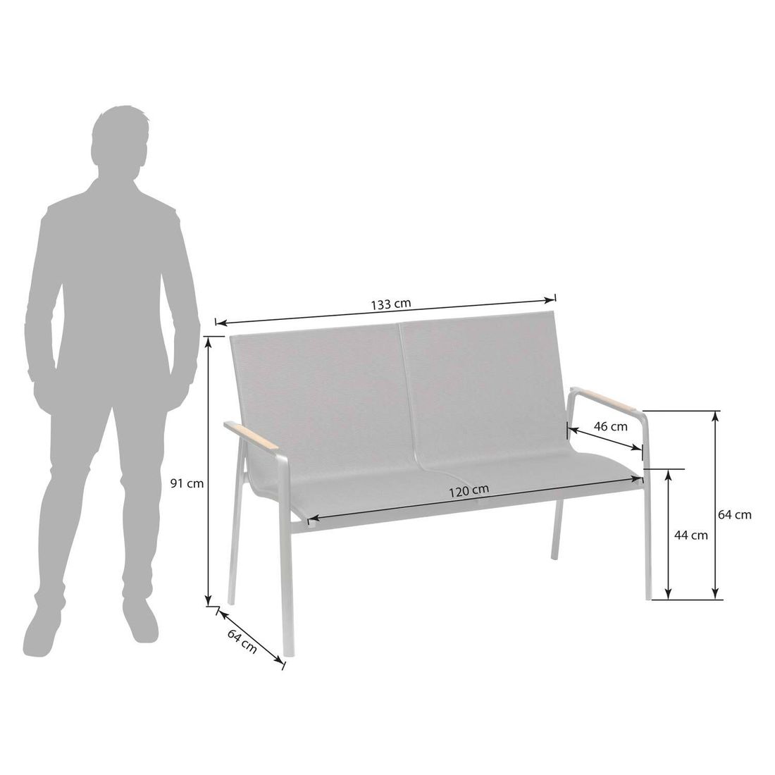 Kettler Diamond Gartenbank Aluminium/Outdoorgewebe