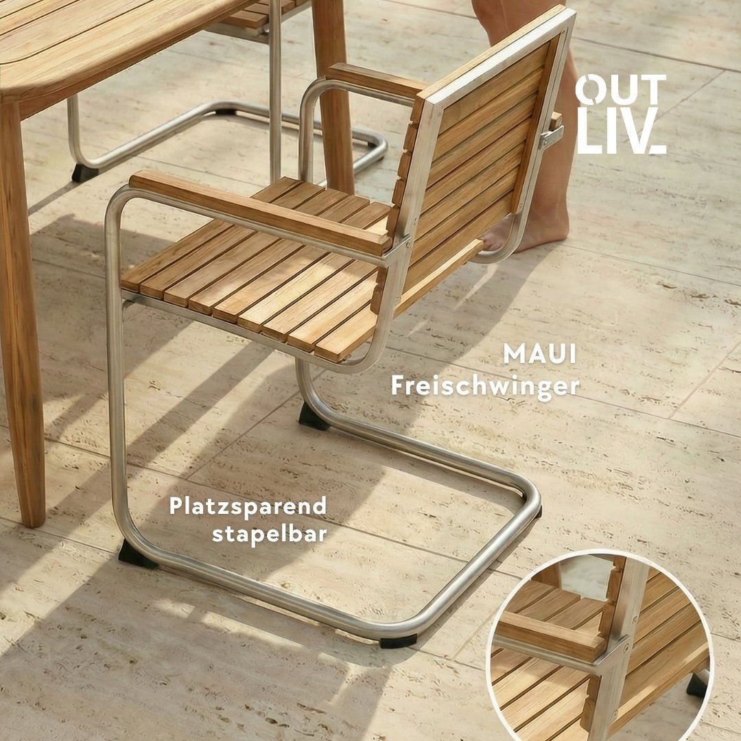 OUTLIV. Maui Freischwinger Edelstahl/Teak