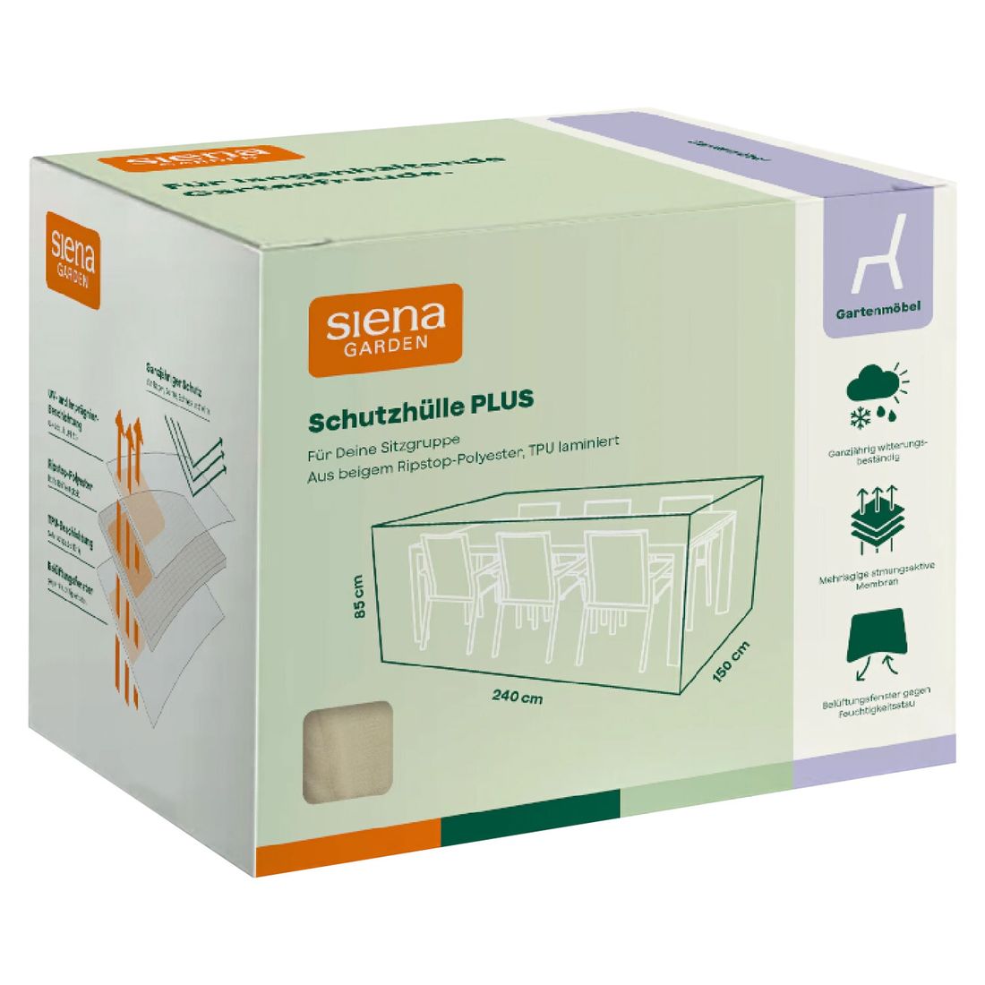 Siena Garden Plus Gartenmöbel-Set Schutzhülle 240x150x85cm
