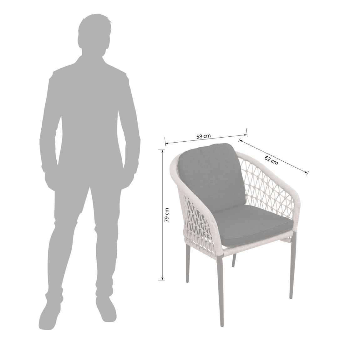 Sungörl Arco Stapelsessel Aluminium mit Sitz- und Rückenkissen