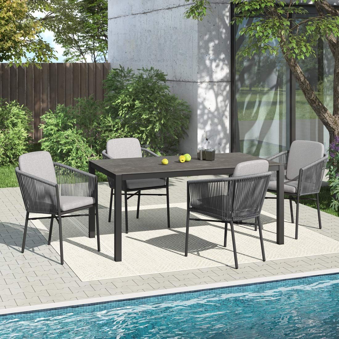 OUTLIV. Ohio Gartenmöbel-Set M (4 Plätze) Tisch 160x90cm