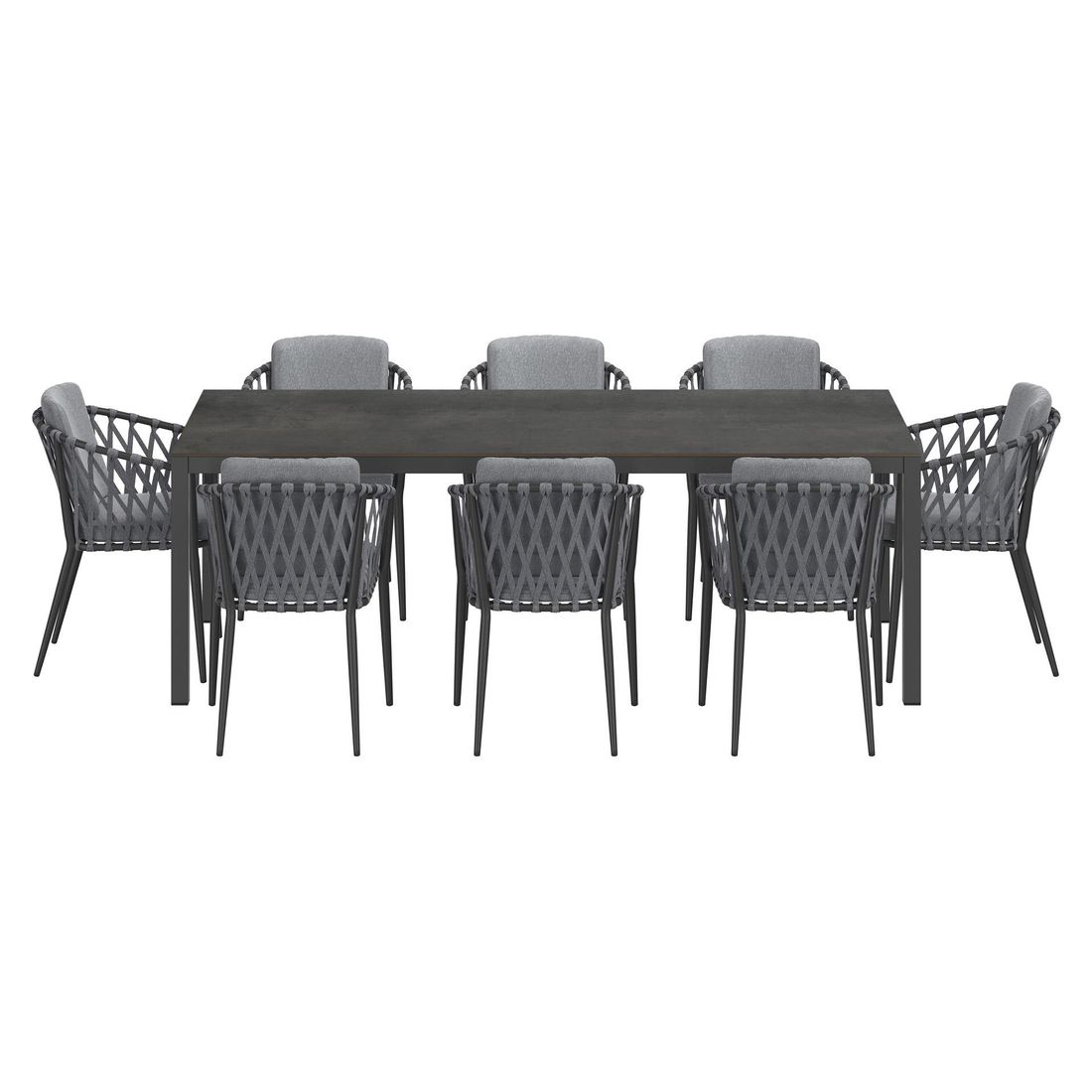 OUTLIV. Cairns Gartenmöbel-Set XL (8 Plätze) Tisch 220x100cm Aluminium/HPL Vierfuß