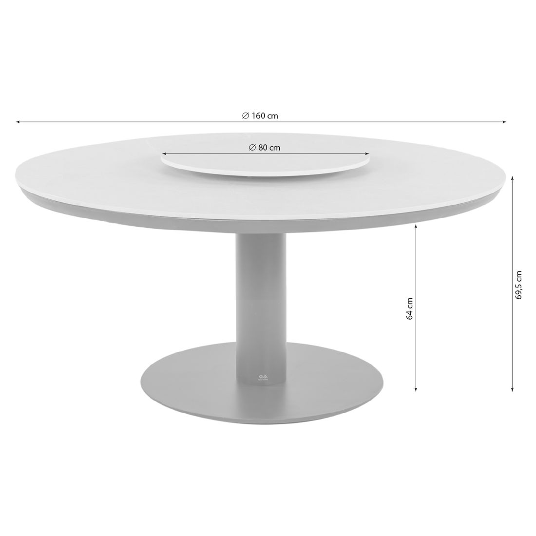 Apple Bee Melville Gartentisch Low Dining Ø160cm Aluminium/Sinterstone