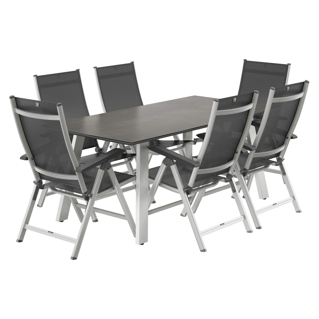 Kettler Basic Plus Gartenmöbel-Set L verstellbar (6 Plätze) mit OUTLIV. Tisch 180x90cm