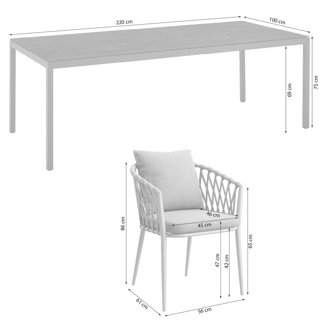 LC Garden Sunrepo Gartenmöbel-Set L (6 Plätze) mit OUTLIV. Tisch 220x100cm