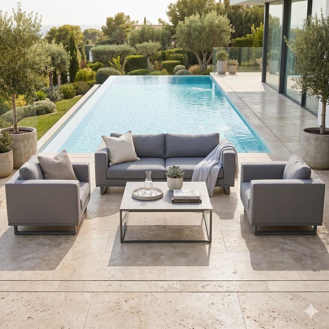 OUTLIV. Miami Loungeset inkl. Loungetisch Aluminium/Sunbrella