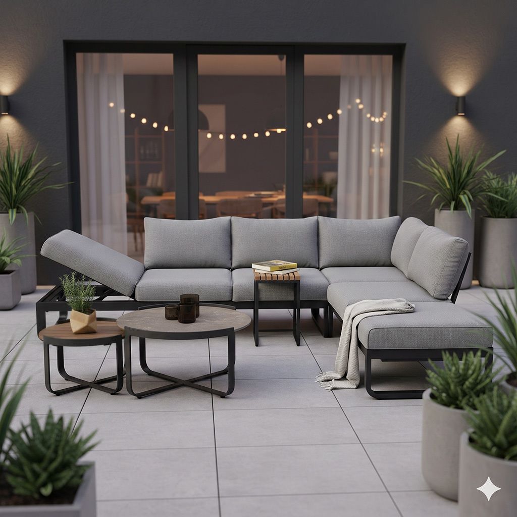 Zebra Fly Ecklounge inkl. Loungetische Aluminium/Olefin