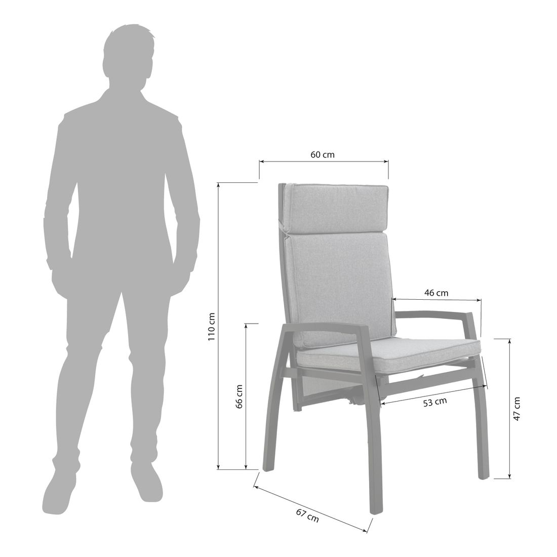 OUTLIV. Perth Gartenmöbel-Set L verstellbar (6 Plätze) Tisch 180x90cm