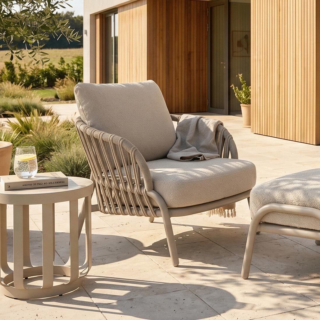 Zebra Ares Loungesessel Aluminium/Rope/Sunproof