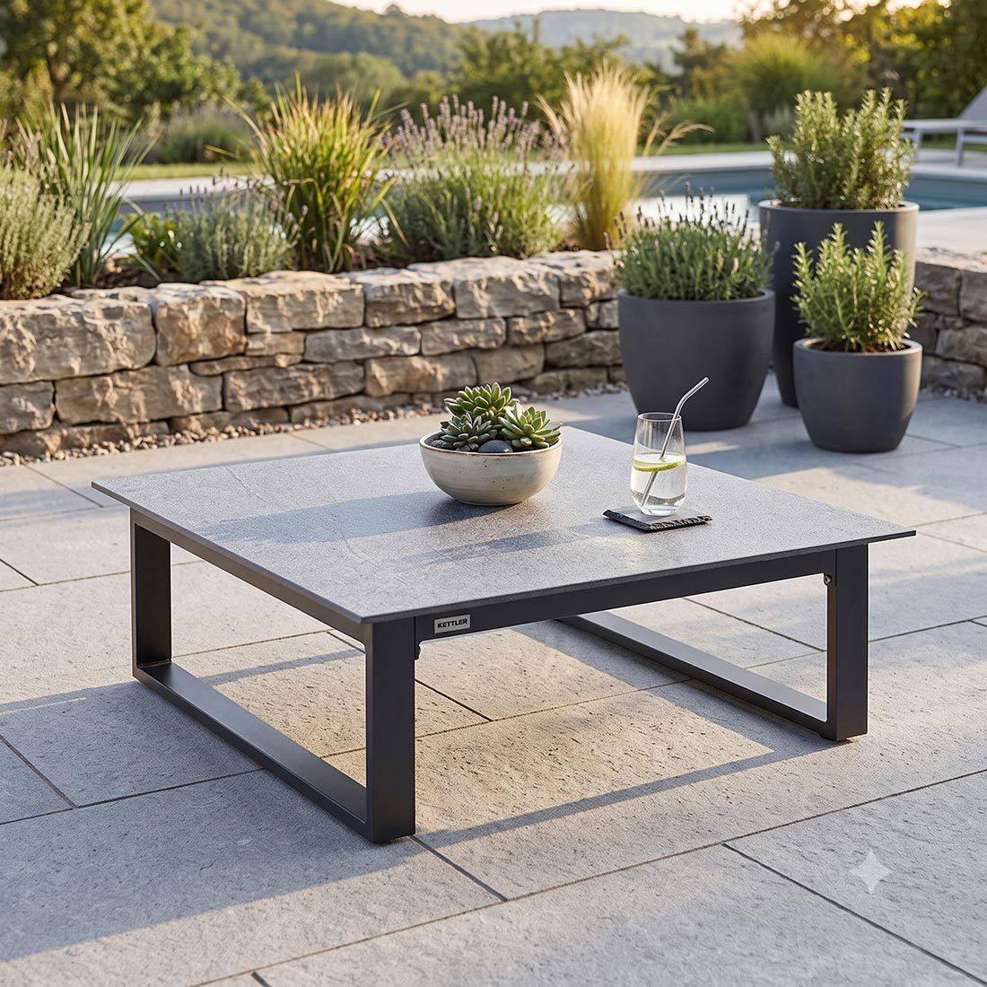 Kettler Ego Loungetisch 95x95cm Aluminium/HPL