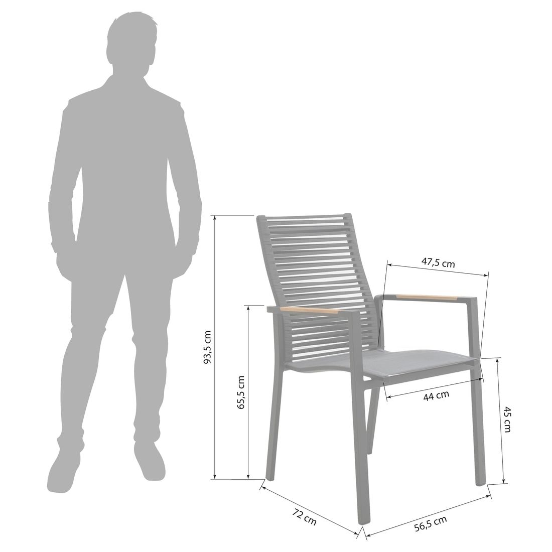 OUTLIV. Melbourne Gartenmöbel-Set L verstellbar (6 Plätze) Tisch 180x90cm