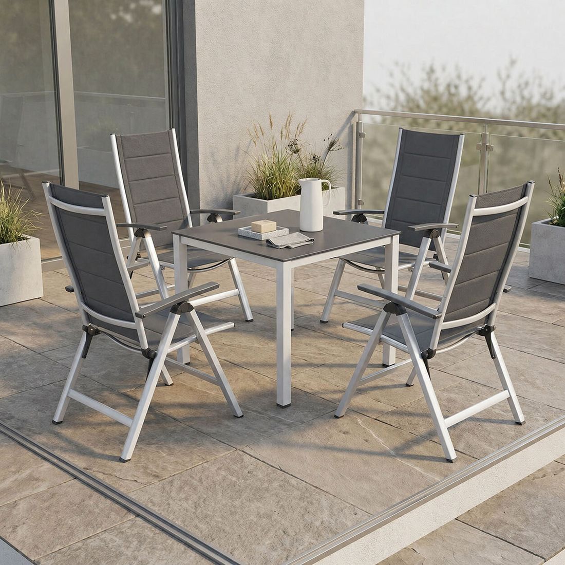 OUTLIV. Melbourne Gartenmöbel-Set M verstellbar (4 Plätze) mit Kettler Tisch 95x95cm